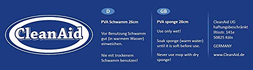 CleanAid OneTouch Easy Mopa, Fregona de Doble Rodillo con Esponja Absorbente de PVA y un Palo Telescópico Extra Largo de 140 cm