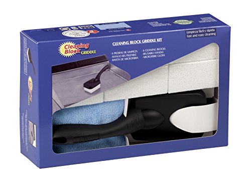 Cleaning Block 10030EI Bloques para Limpieza de Planchas de Cocina, con Mango y Bayeta Microfibra, 6 Piezas