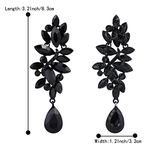 Clearine Mujer Boda Moda Cristal Lágrima Candelabro Colgante Pendientes Elegante Cótico Negro