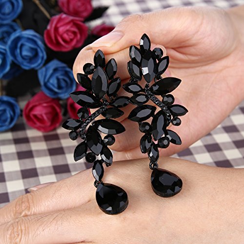 Clearine Mujer Boda Moda Cristal Lágrima Candelabro Colgante Pendientes Elegante Cótico Negro