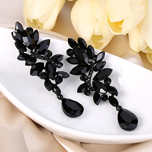 Clearine Mujer Boda Moda Cristal Lágrima Candelabro Colgante Pendientes Elegante Cótico Negro