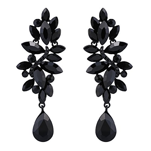 Clearine Mujer Boda Moda Cristal Lágrima Candelabro Colgante Pendientes Elegante Cótico Negro