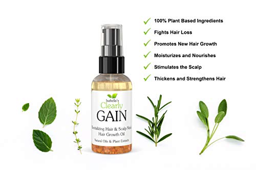 Clearly GAIN, Tratamiento para el Crecimiento y Aumento del Volumen del Cabello. Detenga la Pérdida de Cabello. Poderosa de Aceite Natural con Jojoba, Salvia Clary, Ortiga Picante. Hombres y Mujeres.