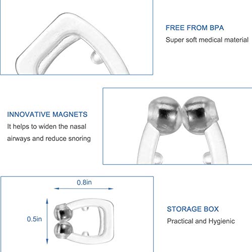 Clip de nariz portátil de silicona anti ronquidos ayuda para dormir Cómodo y profesional alivia el roncador dilatador(4 piezas)