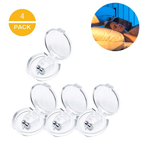 Clip de nariz portátil de silicona anti ronquidos ayuda para dormir Cómodo y profesional alivia el roncador dilatador(4 piezas)