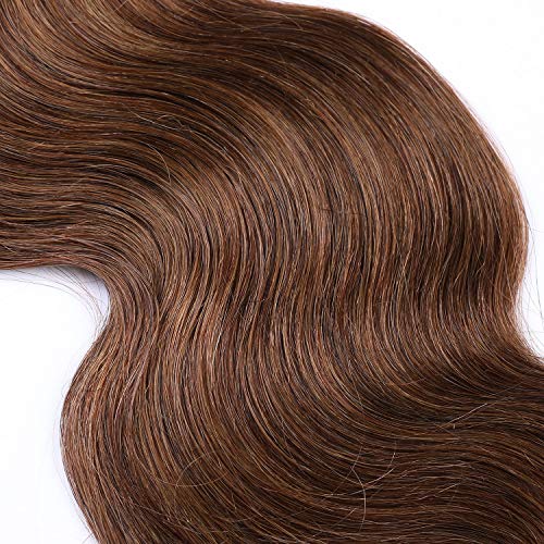 Clip en extensiones de cabello Extensiones de cabello humano real 18 pulgadas 70g Clip de castaño marrón para cabello fino Cabeza completa 7 piezas Onda de cuerpo ondulado Trama ondulada Remy