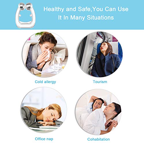 Clip Nasal Magnético Anti-Ronquidos, 8 Piezas Dilatador Nasal Anti Ronquidos roncar Dispositivo Anti Ronquidos eficaz, Nariz de Silicona, Nose Clip Silicona para Ayudar a Dormir Mejor (2)