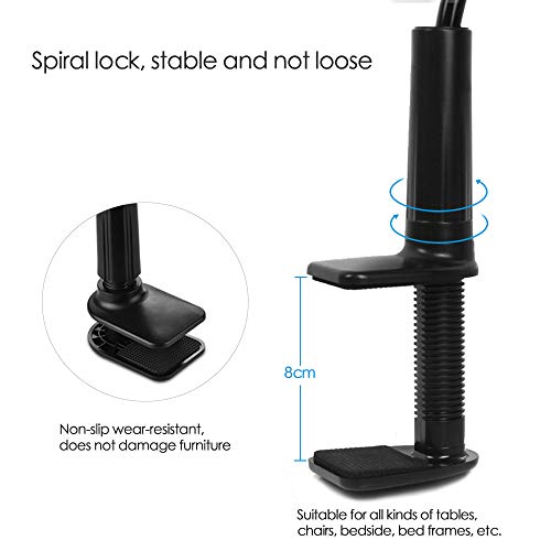 CLM-Tech Cuello de Cisne Soporte para 4-11 Pulgadas Tableta y Teléfono Inteligente, Flexible Ajustable Brazo para Cama, Escritorio y mas, 78cm Largo, Negro