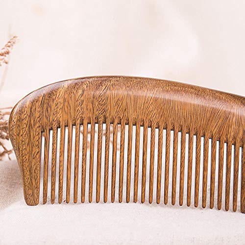 CLNAONG Peine para El Pelo De Sándalo, Sándalo Verde Natural Madera Entera Peine De Dientes Anchos Masaje Peine Libre De Estática
