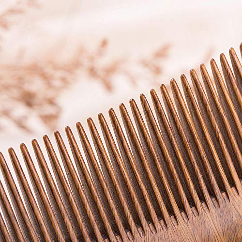 CLNAONG Peine para El Pelo De Sándalo, Sándalo Verde Natural Madera Entera Peine De Dientes Anchos Masaje Peine Libre De Estática