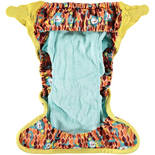 Close Parent Pop in Pañal Individual Lavable de Tela 1 pc Pañal Lavable de Bambú para Bebe, Pañal Ajustable y Reutilizable para Bebés Antiescapes Estampado Ticky and Bert Monkey