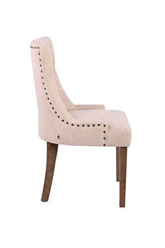 CLP Silla De Comedor Aberdeen En Tela I Silla De Salón En Diseño Clásico & con Base De Madera I Silla De Cocina De Estilo Escandinavo I Color: Crema, Madera Clara Envejecida