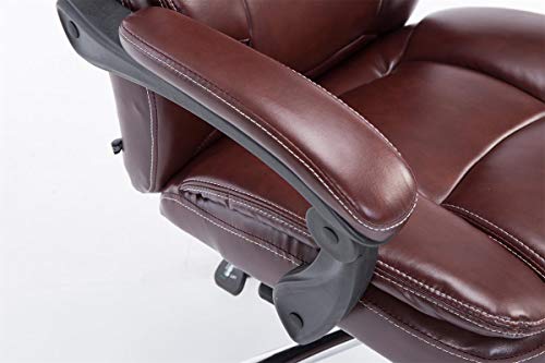 CLP Silla De Oficina Castle En Cuero PU I Silla Ejecutiva Reposapiés Extraíble & Respaldo Reclinable I Silla De Escritorio Ergonómica I Color: Burdeos