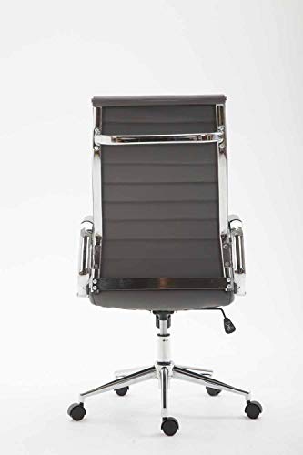 CLP Silla De Oficina Kolumbus En Simil Cuero & Base De Metal con Ruedas I Silla De Escritoria Ergonómica & Regulable En Altura, Color: Gris