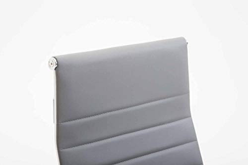 CLP Silla De Oficina Kolumbus En Simil Cuero & Base De Metal con Ruedas I Silla De Escritoria Ergonómica & Regulable En Altura, Color: Gris