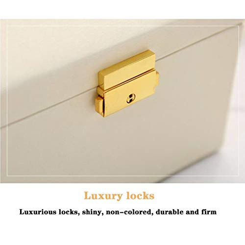 CMNAN Joyero De Tres Capas Y Dos Cajones, Joyero De Cuero PU, Caja De Almacenamiento De Joyas De Princesa, para Anillos, Pendientes, Collares, Pulseras Pink