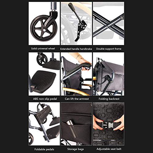 CN Cover Silla De Ruedas Manual Liviana, Sillas De Ruedas Todoterreno, con Frenos De Mano, Ruedas De Liberación Rápida, Silla De Ruedas Manual Plegable, Heridos Y Quirúrgicos, Almacenamiento Fácil