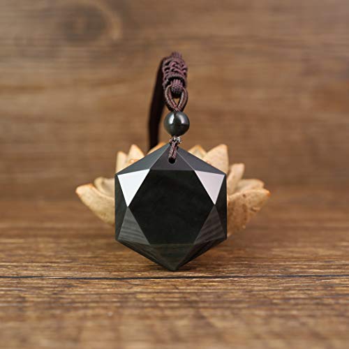 COAI Colgante Hexágono Estrella de David en Obsidiana