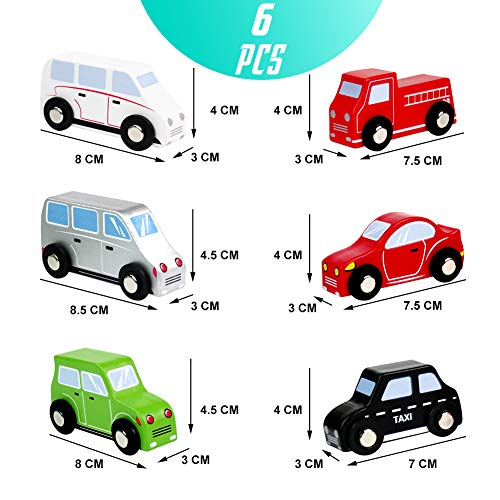 Coches de Madera Vehículos de Juguete Juegos 6 PCS para Niñas Niños Mini Juguetes Clásicos Niños 3 4 5 6 Años