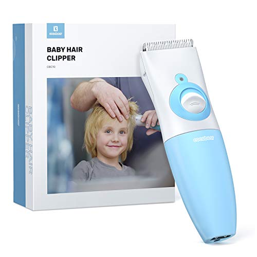 CocoBear Cortapelos para Bebés, Recortador de Cerámica Súper Silencioso para Niño, Kit de Corte de Pelo Impermeable IPX7 para Bebés, Hombres y Mujeres, USB Recargable, Inalámbrico, Blanco y Azul.