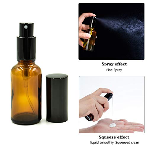 COCOCITY Juego de 4 Botellas en Miniatura con Cabezal pulverizador, Cristal marrón, 30/50ml, pulverizador, Botes de Farmacia, Almacenamiento de medicamentos con protección UV con 3 ml Pipetas