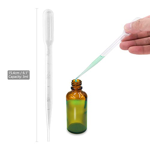 COCOCITY Juego de 4 Botellas en Miniatura con Cabezal pulverizador, Cristal marrón, 30/50ml, pulverizador, Botes de Farmacia, Almacenamiento de medicamentos con protección UV con 3 ml Pipetas