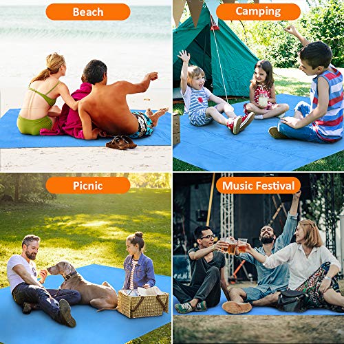Cocoda Alfombras de Playa Libre de Arena, 200x180cm Manta Picnic para Exterior Grande & Lavable, Esterilla Camping Secado Rápido con 4 Estacas, Equipaje de Viaje para la Playa, Camping, Senderismo