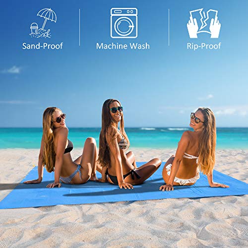 Cocoda Alfombras de Playa Libre de Arena, 200x180cm Manta Picnic para Exterior Grande & Lavable, Esterilla Camping Secado Rápido con 4 Estacas, Equipaje de Viaje para la Playa, Camping, Senderismo