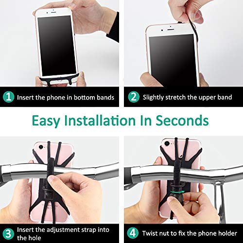 Cocoda Soporte Movil Bici, Universal Soporte Móvil Moto Bicicleta, 360° Rotación Ajustable Porta Teléfono Motocicleta Manillar, Compatible con iPhone 11 Pro MAX/XS MAX/XR, Samsung Xiaomi Huawei y Más