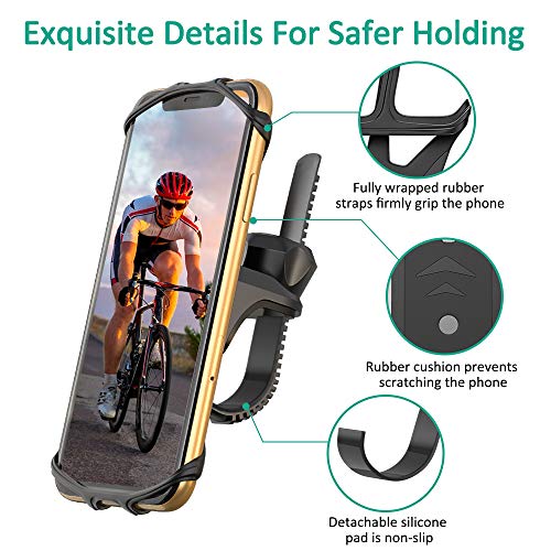 Cocoda Soporte Movil Bici, Universal Soporte Móvil Moto Bicicleta, 360° Rotación Ajustable Porta Teléfono Motocicleta Manillar, Compatible con iPhone 11 Pro MAX/XS MAX/XR, Samsung Xiaomi Huawei y Más