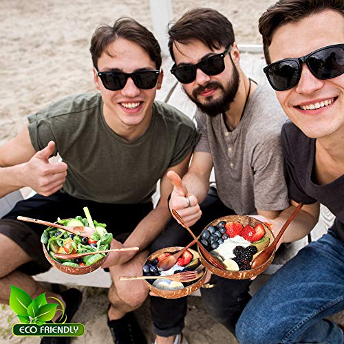 Coconut Bowl, Coconut Bowl Spoon and Fork Set,100% Natural and Eco-Friendly, Vegan Friendly, Biodegradable, Reusable, Perfect Vegan Gift – By Seemab London