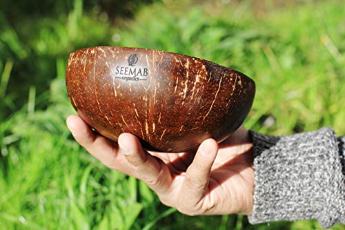 Coconut Bowl, Coconut Bowl Spoon and Fork Set,100% Natural and Eco-Friendly, Vegan Friendly, Biodegradable, Reusable, Perfect Vegan Gift – By Seemab London