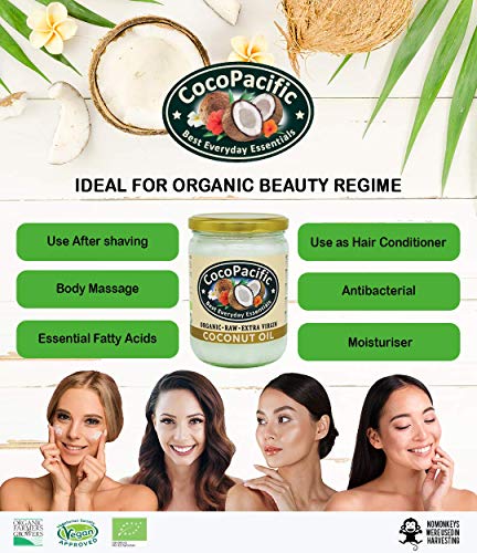 CocoPacific - Aceite de coco virgen extra bio y crudo, 500 ml