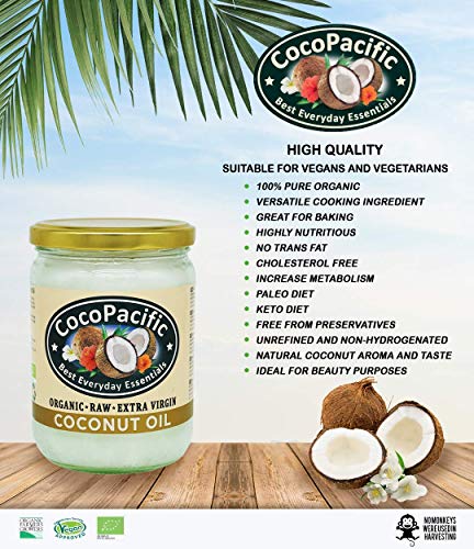 CocoPacific - Aceite de coco virgen extra bio y crudo, 500 ml