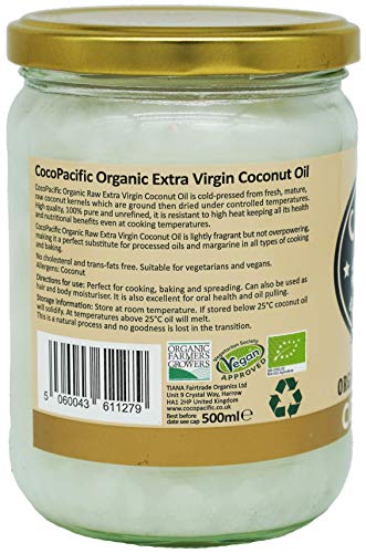 CocoPacific - Aceite de coco virgen extra bio y crudo, 500 ml