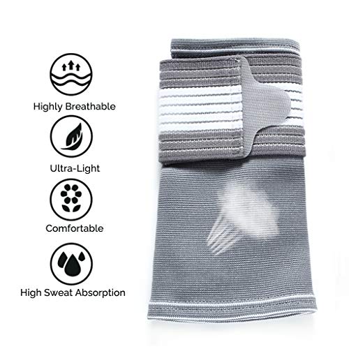 Codera ancha de sujeción (1 Unidad) - Tejido ligero, elástico y transpirable - Tira de compresión ajustable - Marca Neotech Care - Gris (Talla M)