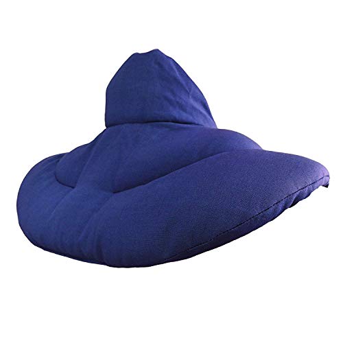 Cojín cervical de calor con cuello. Algodón biológico azúl. Almohada térmica con huesos de cerezas. Cojín de nuca. Saco térmico de semillas