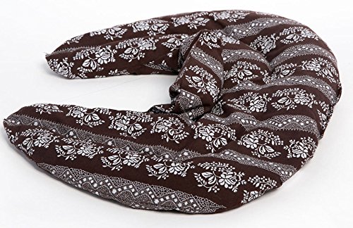 Cojín cervical térmico con cuello, moreno con flores. Saco con semillas de lino. Cojín de nuca. Almohada térmica caliente y frio con semillas
