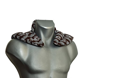 Cojín cervical térmico con cuello, moreno con flores. Saco con semillas de lino. Cojín de nuca. Almohada térmica caliente y frio con semillas