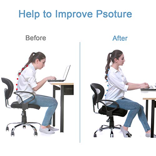 Cojín de Espuma ortopédica con Memoria de Gel para el Alivio del Dolor de la Espalda y el coxis, Cojín de Alivio de presión Grande como cojín para Silla de Oficina, cojín para Silla de Ruedas