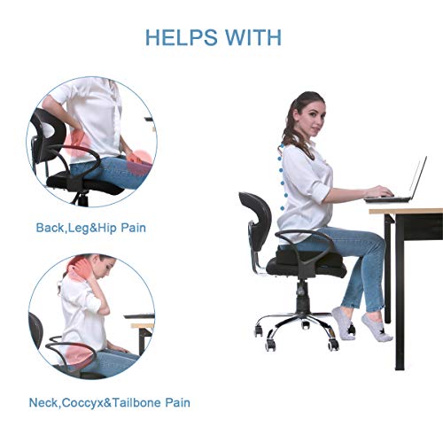 Cojín de Espuma ortopédica con Memoria de Gel para el Alivio del Dolor de la Espalda y el coxis, Cojín de Alivio de presión Grande como cojín para Silla de Oficina, cojín para Silla de Ruedas