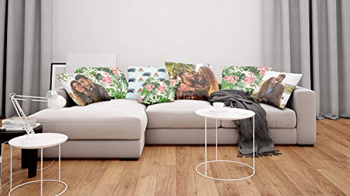 Cojín de Fotos con tu Foto y Texto Impresos 45 x 45 cm Regalo de Personalizado con su Propia Foto (con Relleno) Foto Full Print [091]