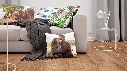 Cojín de Fotos con tu Foto y Texto Impresos 45 x 45 cm Regalo de Personalizado con su Propia Foto (con Relleno) Foto Full Print [091]