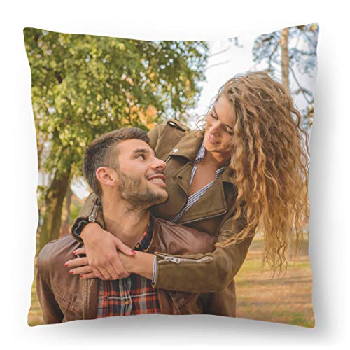 Cojín de Fotos con tu Foto y Texto Impresos 45 x 45 cm Regalo de Personalizado con su Propia Foto (con Relleno) Foto Full Print [091]