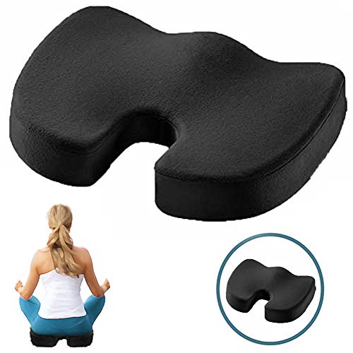 Cojín de gel para Tratamiento Ortopédico,El cojín de Algodón con Espuma de Memoria Puede Aliviar el dolor del Acné ciático del Coxis Adecuado para Automóviles, Oficinas(Memoria algodón negro felpa)