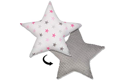 cojin estrella cojines bebe - decoracion peluche estrella regalo bebe recien nacido niña niños chico gris-blanco oscuro con estrellas y lunares ø 30cm et 2 x ø 60cm
