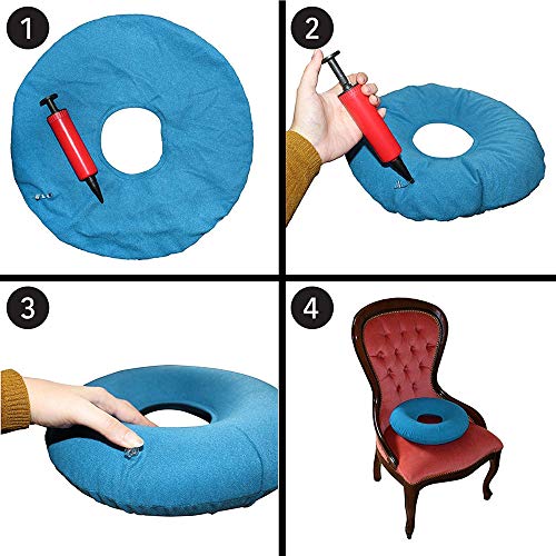 Cojín inflable Redondo para aliviar la presión de Hemorroides y Pilotes dona ortopédica Almohada Medica Redondo de Anillo Apta para sillas de ruedas, asientos de coche, casa