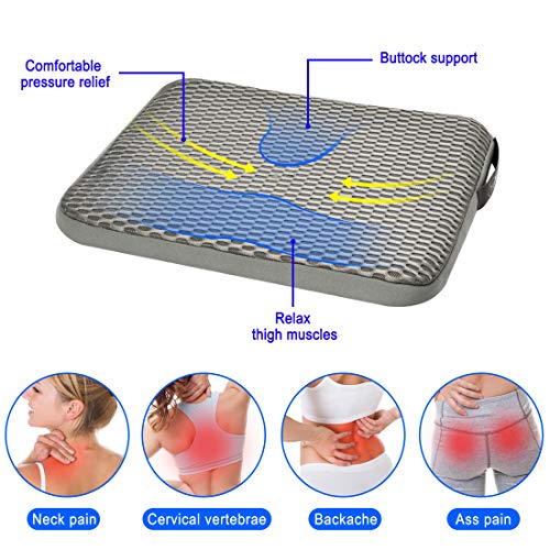 Cojín ortopédico de gel para sentarse - Postura Saludable Y Alivia El Dolor para alivio de coxis, espalda inferior y ciática - Cojín Ergonómico para la oficina, casa, coche, silla de ruedas