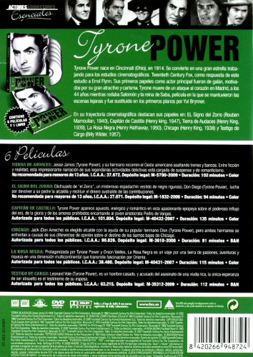Col. Tyrone Power (El Signo Del Zorro / Capitán De Castilla / Tierra De Audaces /: La Rosa Negra / Chicago / Testigo De Cargo) [DVD]