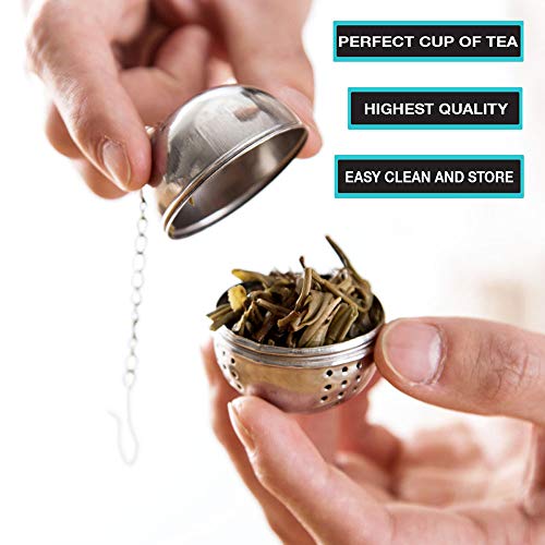 Colador de té de acero inoxidable, bola de té pequeña, filtro de té, filtro de especias, colador de hojas sueltas - estilo de cadena (6 unidades) (Plata)